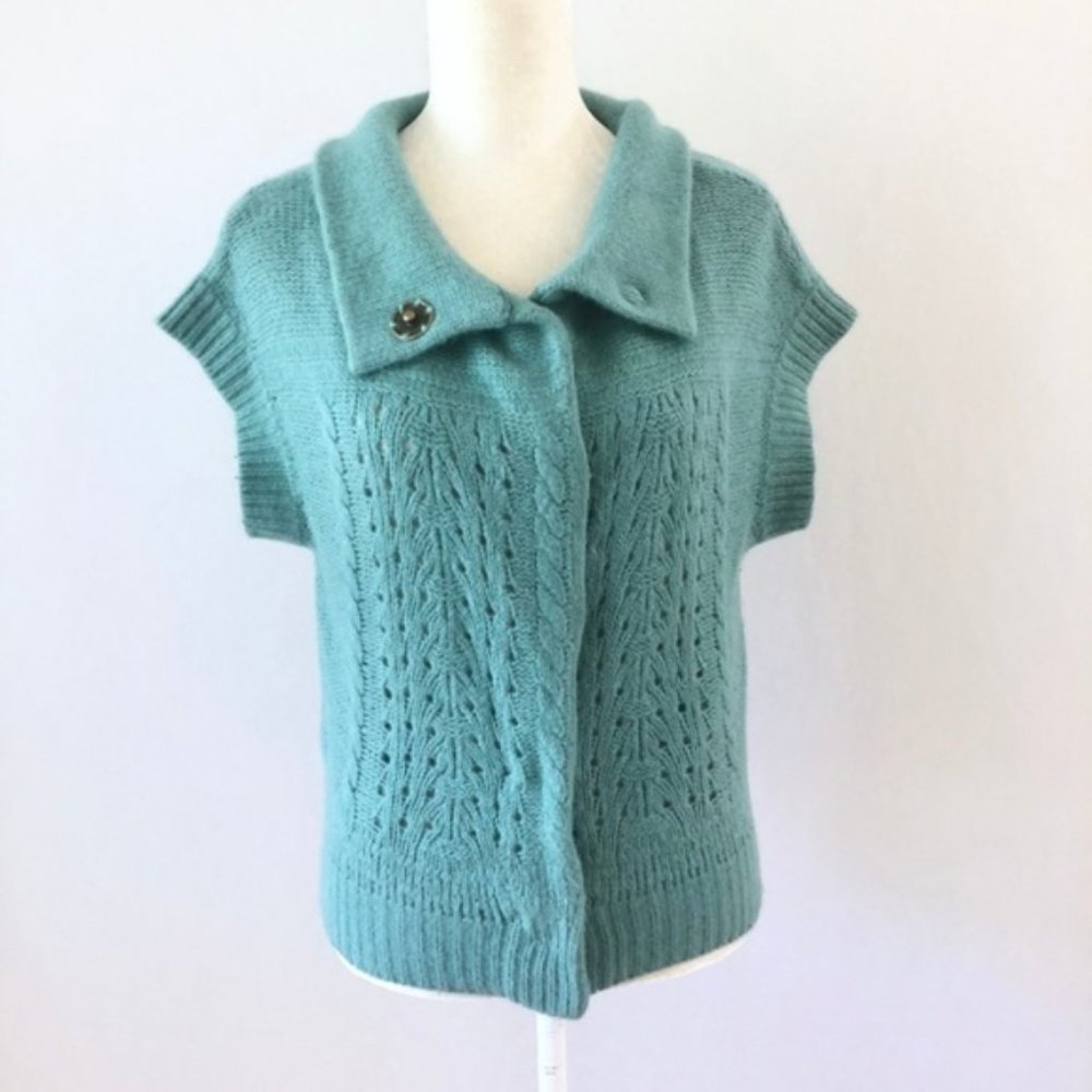 Free People Teal Short Sleeve Cardigan
